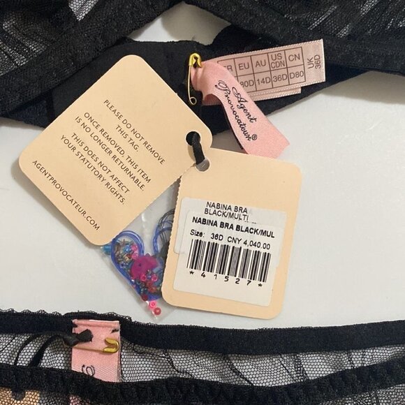 Agent Provocateur Nabina Black 2-piece Set: Bra 36D/ Brief AP3 Medium - Picture 12 of 13
